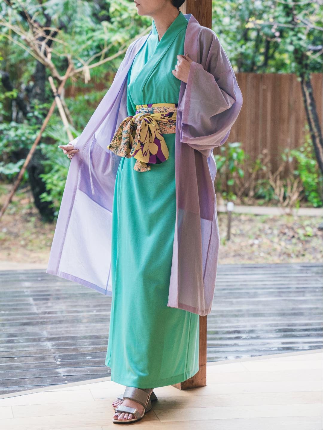 Haori Gown Long(Cotton)-Black-