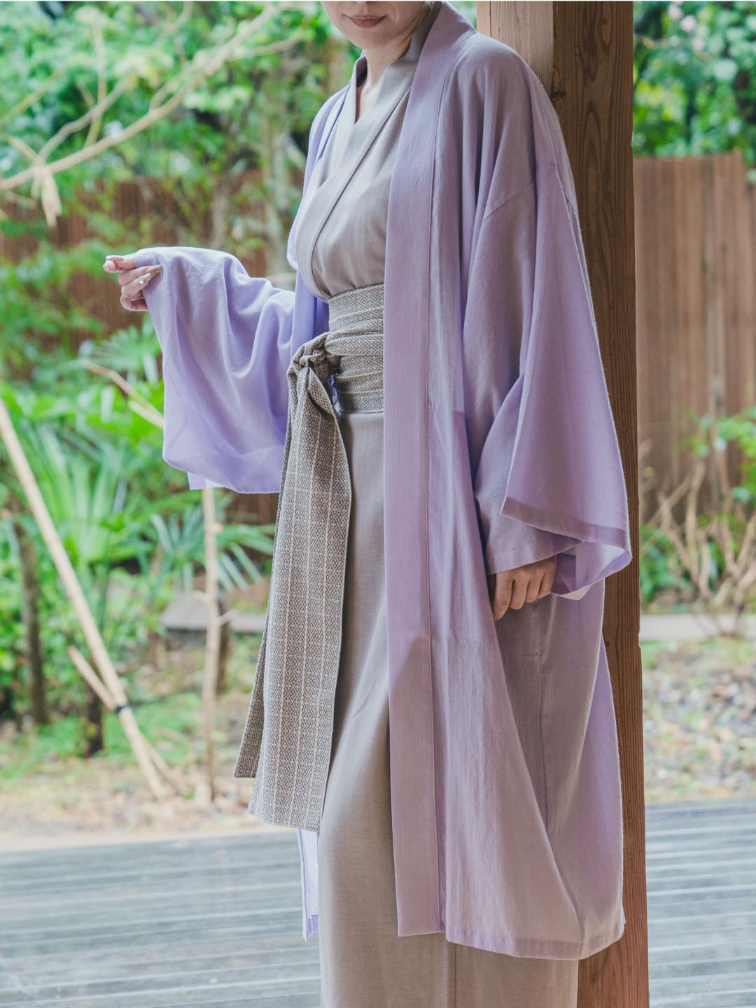 Haori Gown Long(Cotton)-Black-