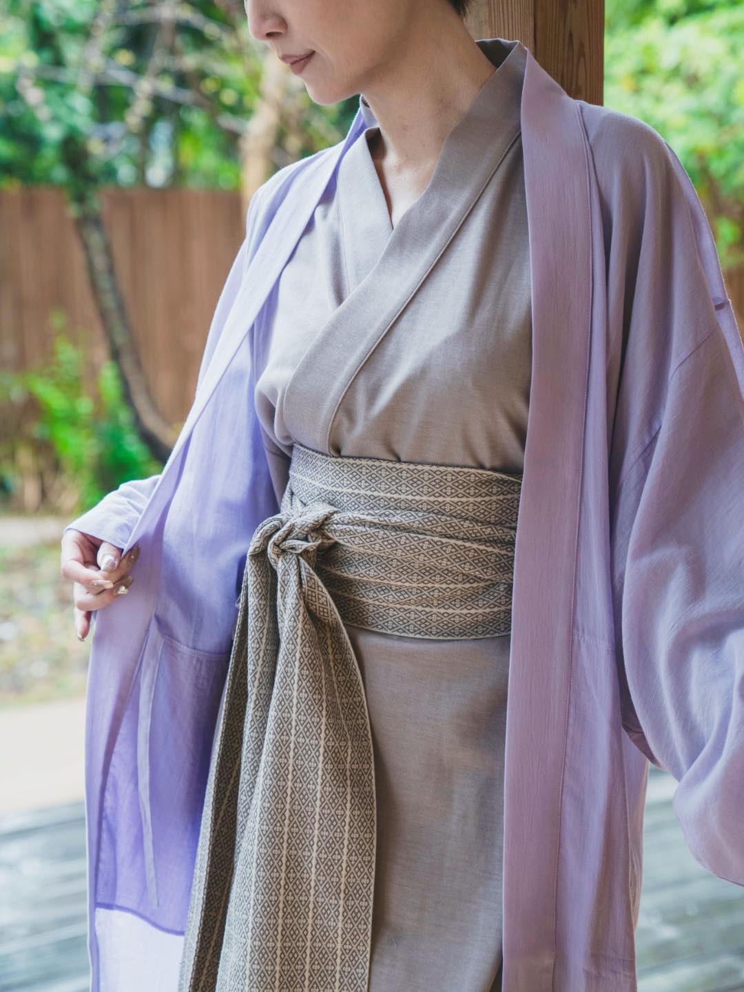 Haori Gown Long(Cotton)-Black-