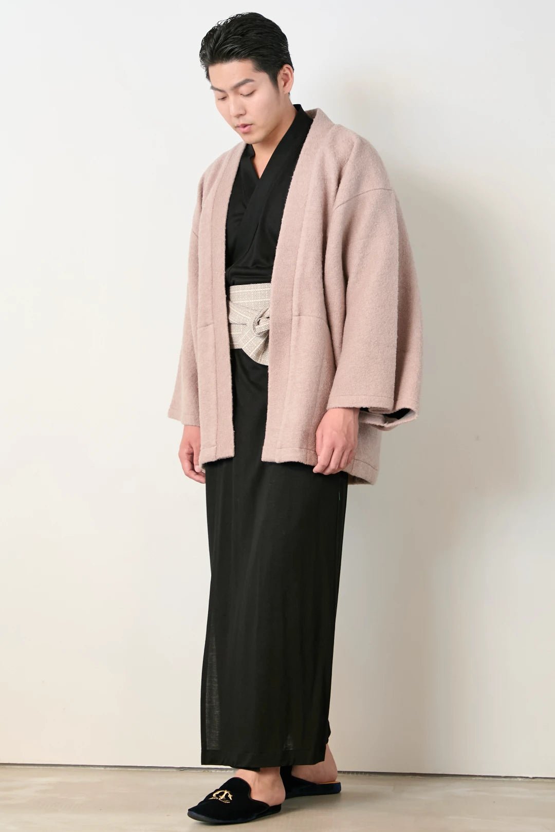 羽織ガウン(尾州ウール) - ブラウン - Haori Gown(Wool) - Brown - Nanafu|YUKATA Roomwear