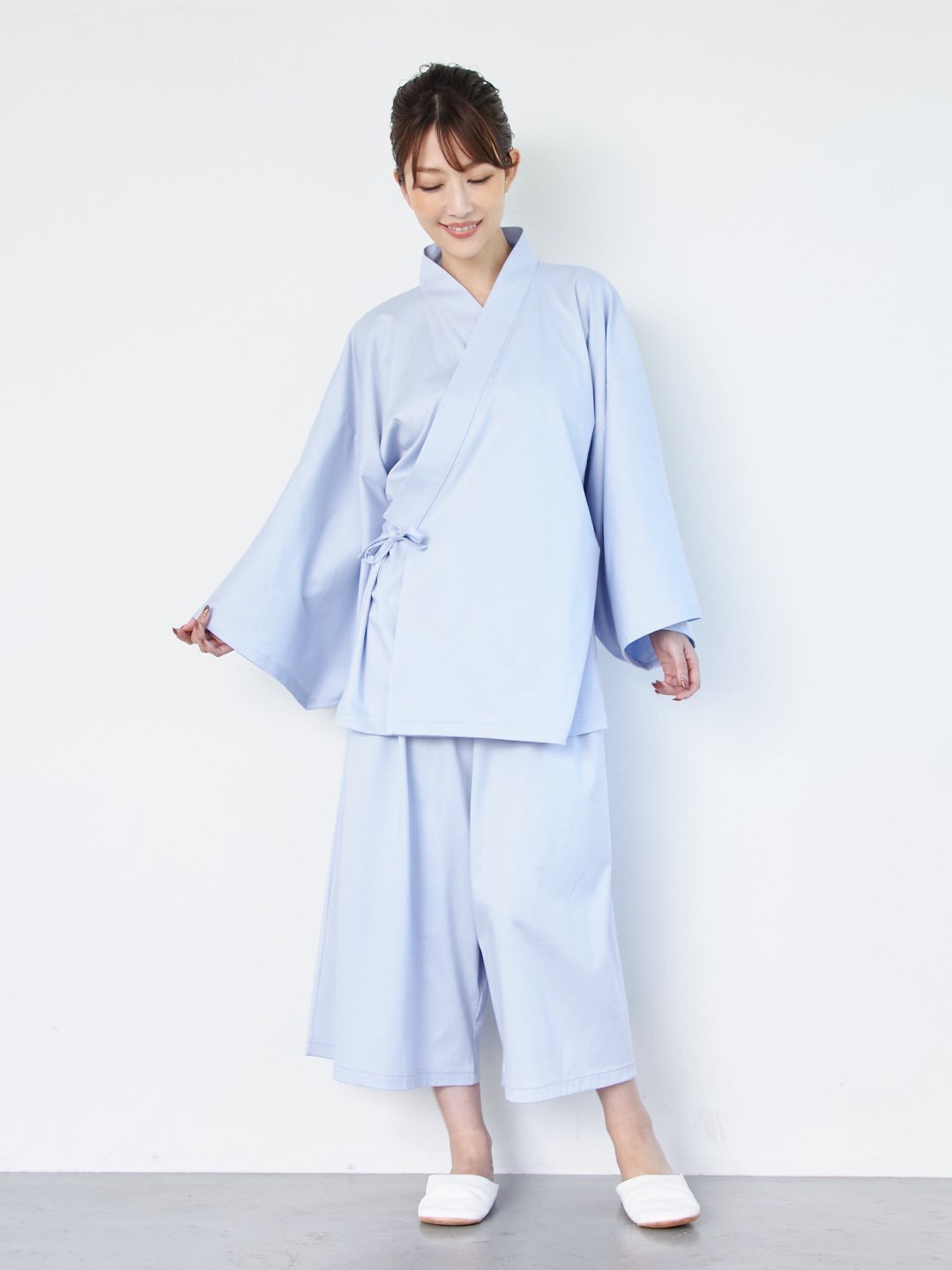 【10月上旬発送予定】【セットアップ】浴衣ルームウェア・セパレート - サックスブルー・勿忘草(わすれなぐさ)- - Nanafu|YUKATA Roomwear
