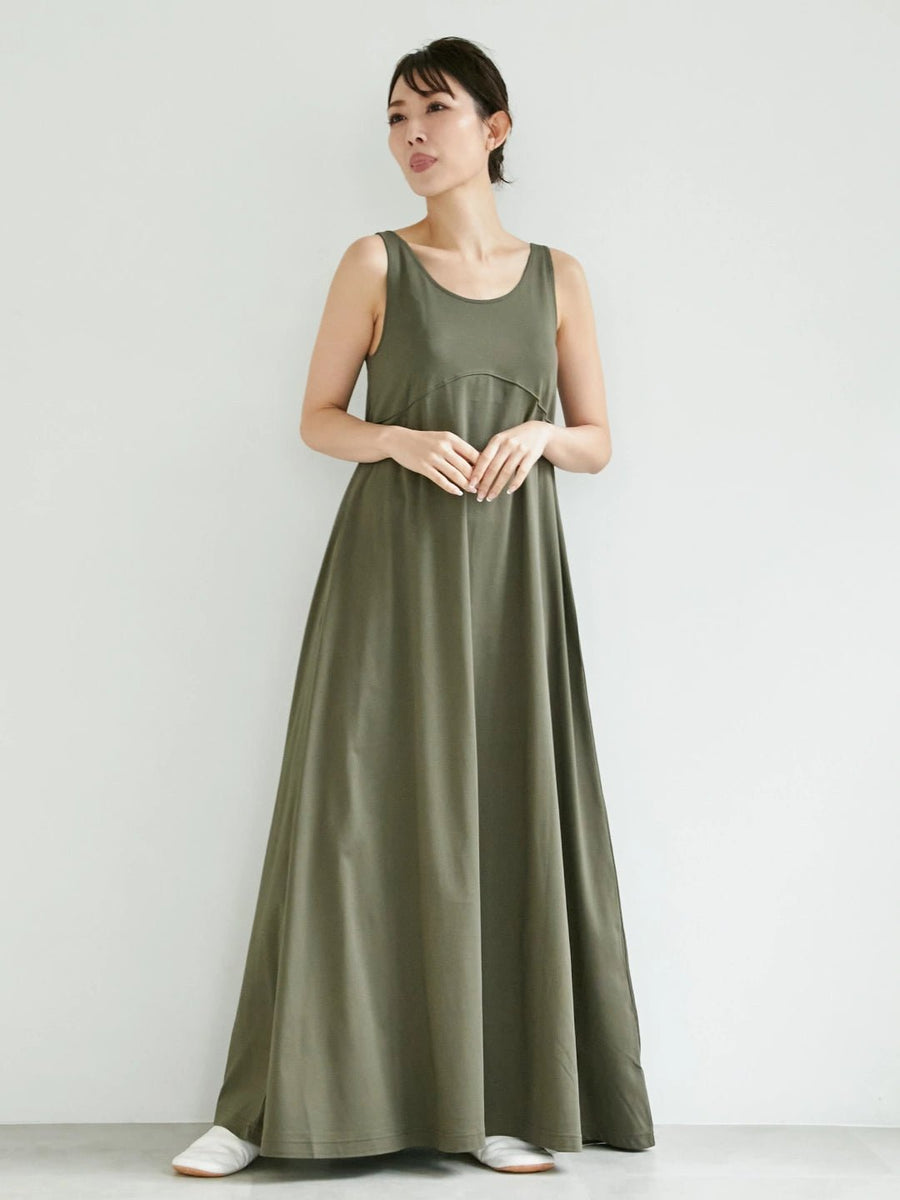 Aライン マキシワンピース-オリーブ- Inner Dress-Olive- – Nanafu