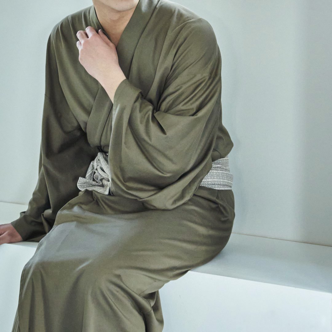 浴衣ルームウェア・ナチュラル -オリーブ- Yukata Roomwear-Olive- - Nanafu|YUKATA Roomwear