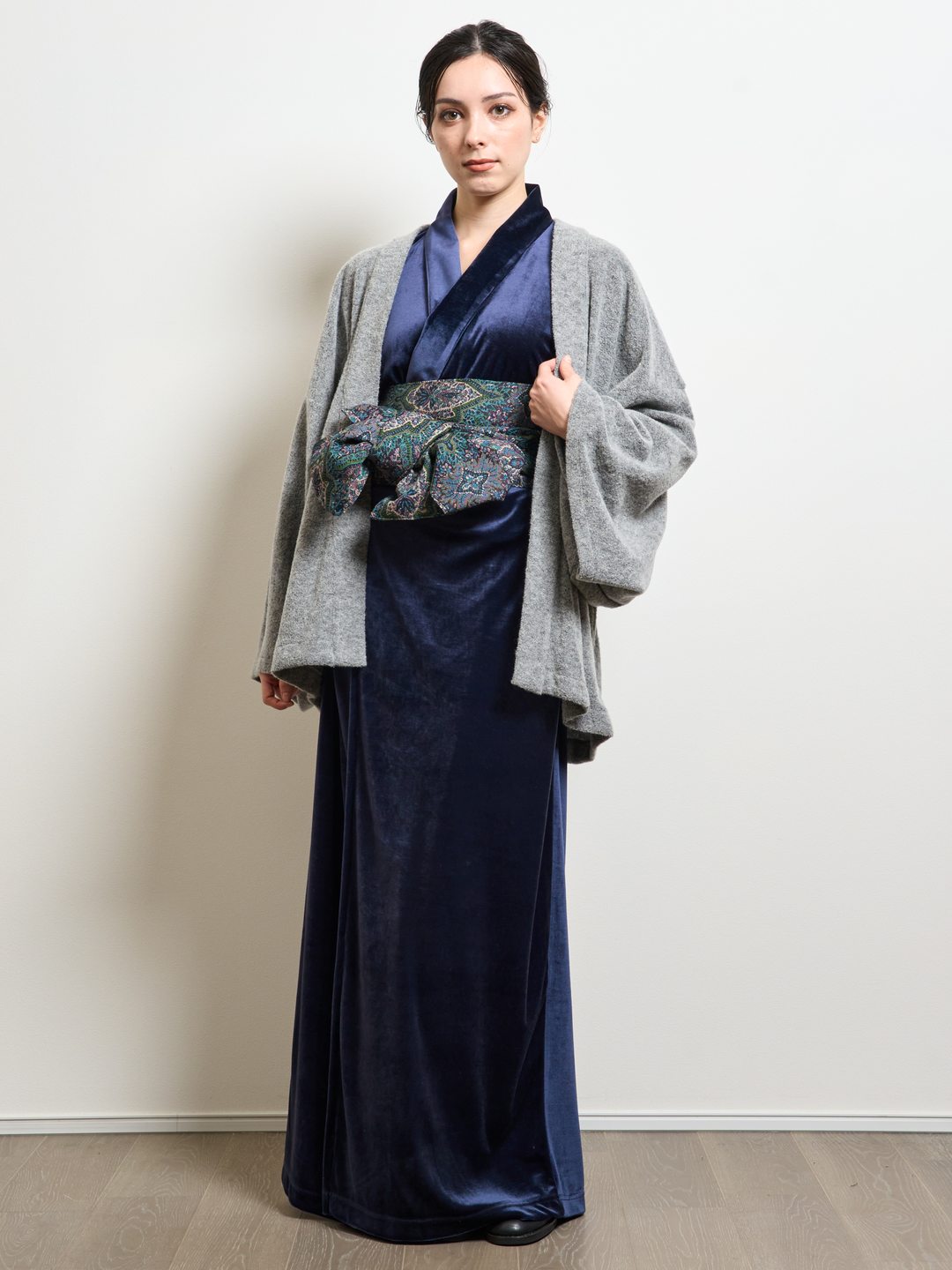 (10/1~start)YUKATA・ロイヤルベロア（ディープネイビー） - Yukata Royal Velor-Deep Navy- Women