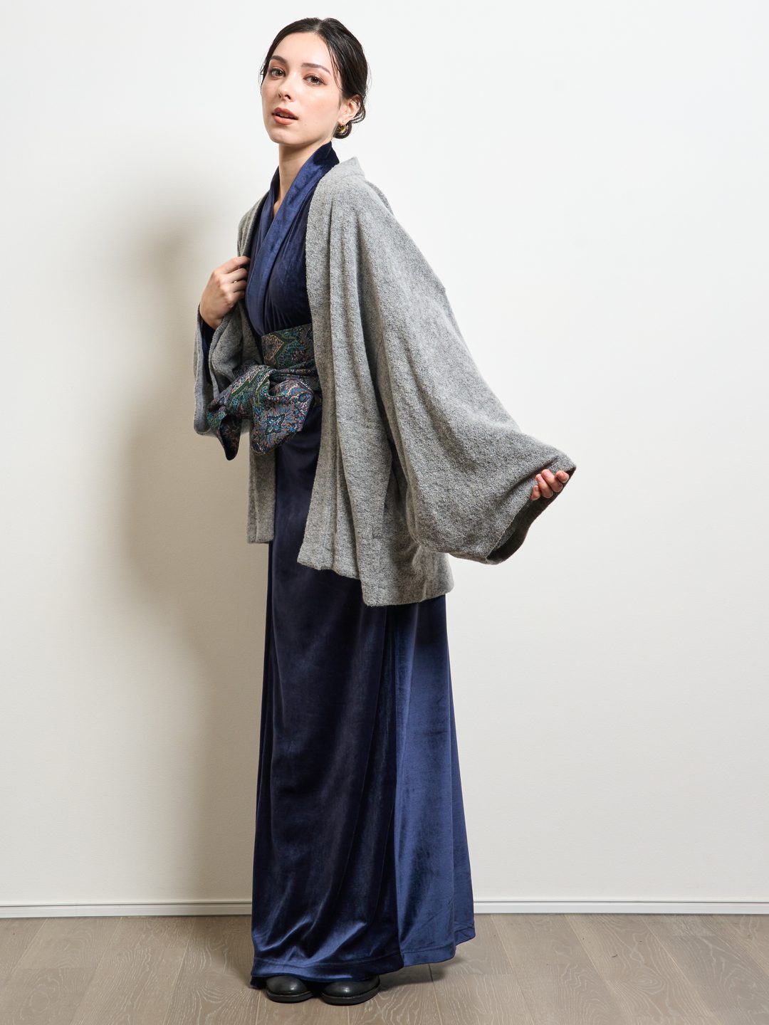 (10/1~start)YUKATA・ロイヤルベロア（ディープネイビー） - Yukata Royal Velor-Deep Navy- Women