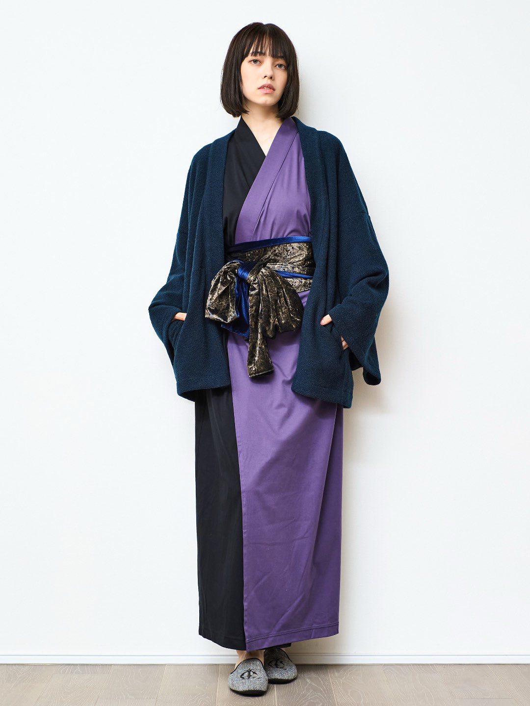 【11月中旬以降発送】YUKATA  Bicolor (Black × 紫) Women