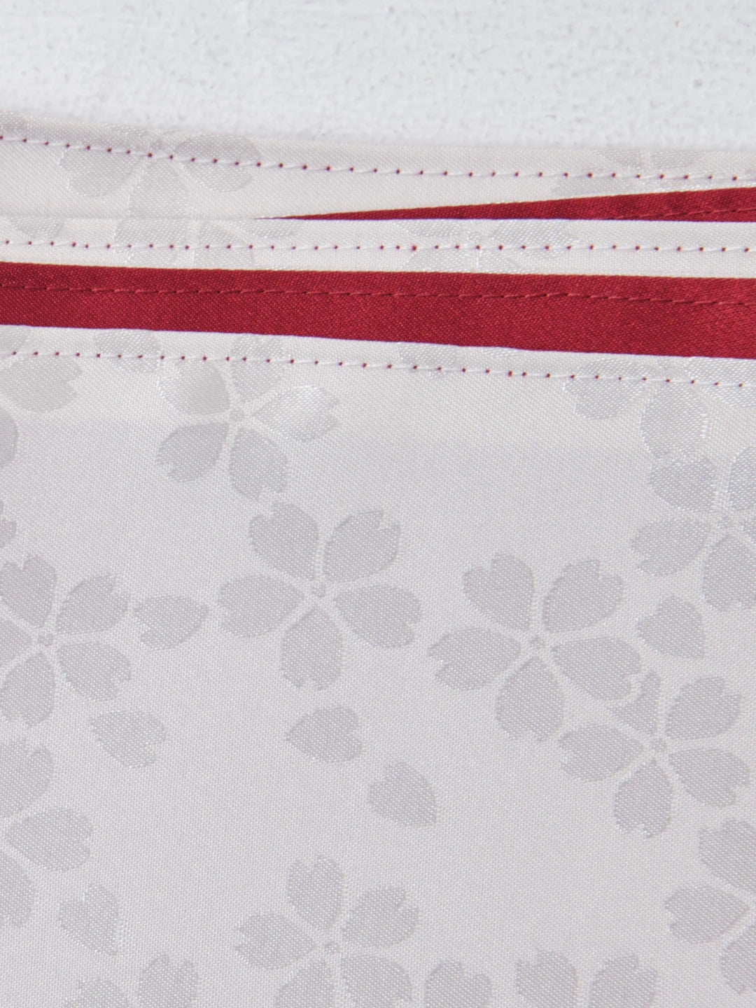 OBI Reversible（Red Satin × White Sakura Jacquard）