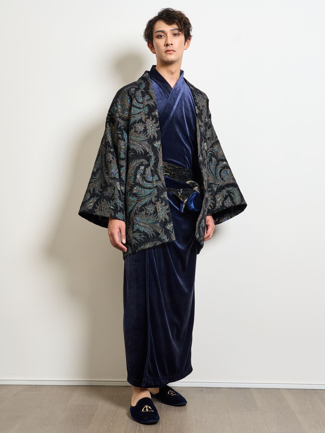 (10/1~start)YUKATA・ロイヤルベロア（ディープネイビー） - Yukata Royal Velor-Deep Navy- Women