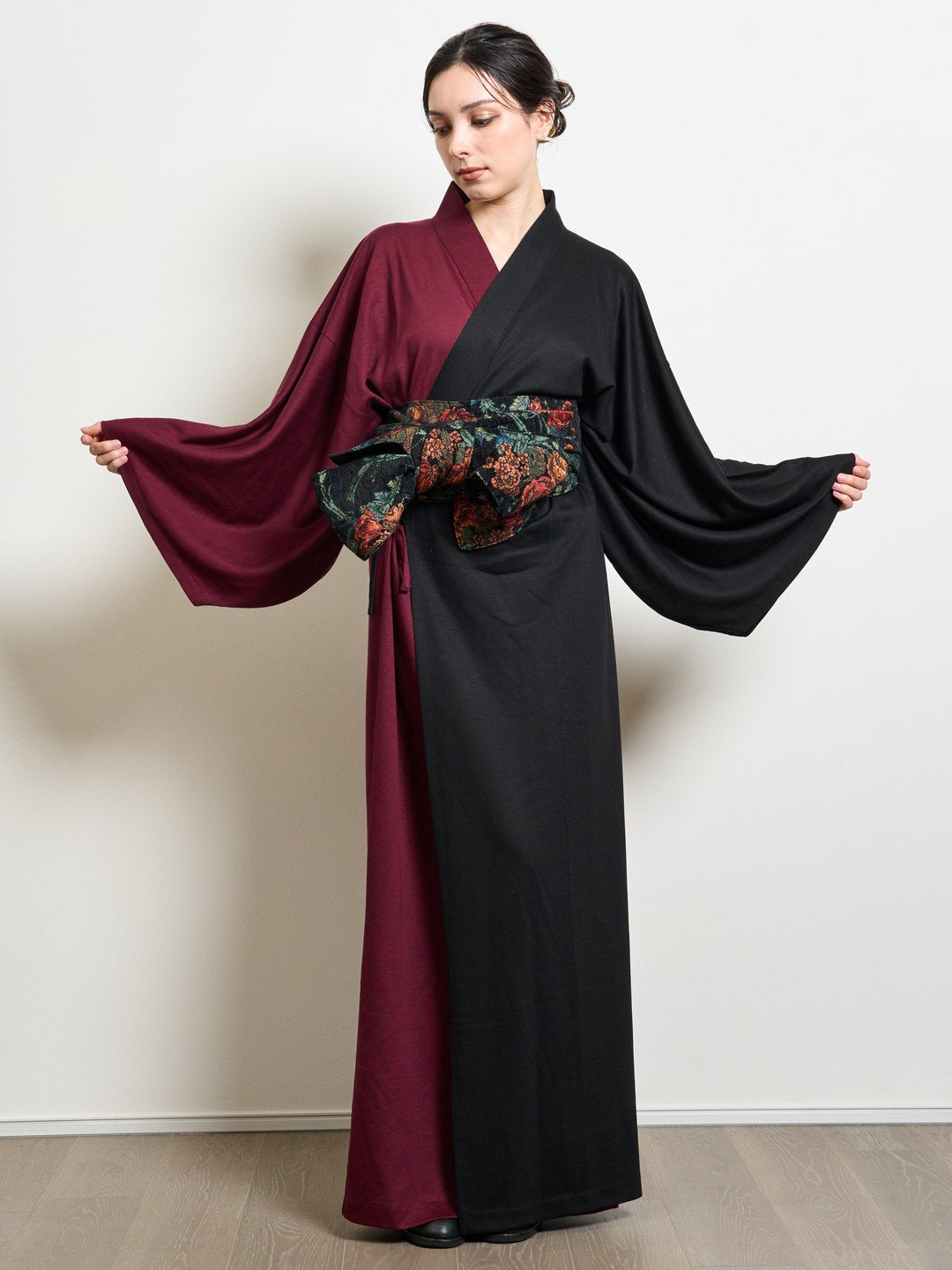 【(10/1~start)受注販売】YUKATA Premium Bicolor (Burgundy × Black) Women