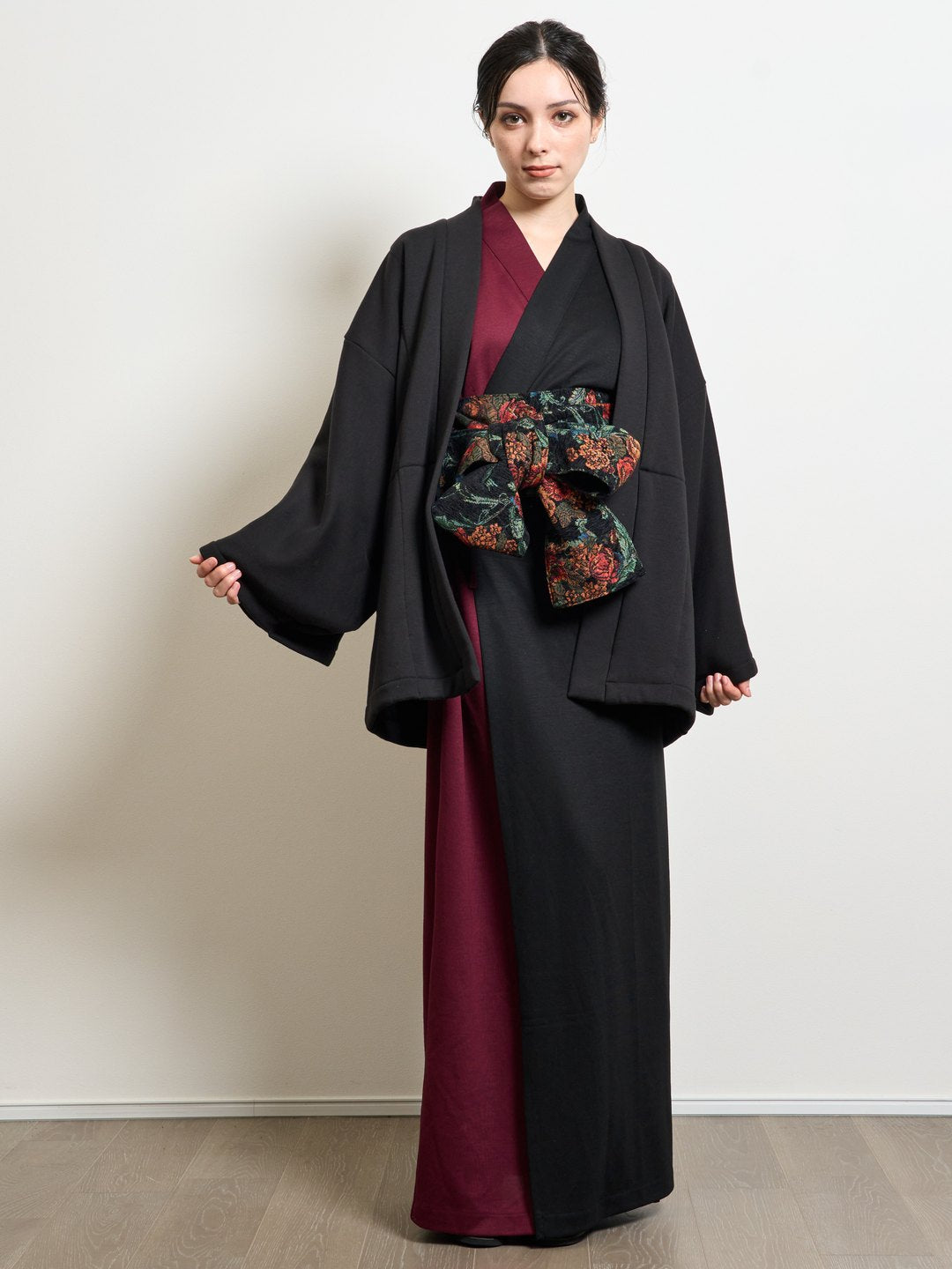 【(10/1~start)受注販売】YUKATA Premium Bicolor (Burgundy × Black) Women