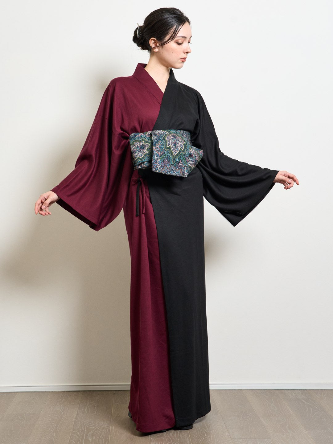 【(10/1~start)受注販売】YUKATA Premium Bicolor (Burgundy × Black) Women