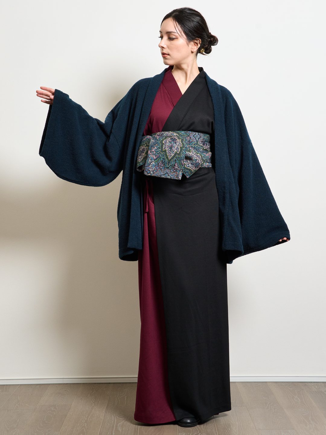 【(10/1~start)受注販売】YUKATA Premium Bicolor (Burgundy × Black) Women