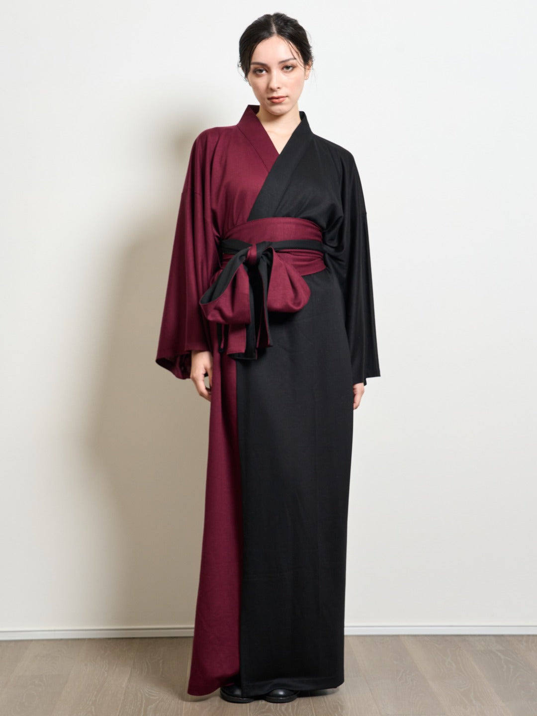 【(10/1~start)受注販売】YUKATA Premium Bicolor (Burgundy × Black) Women