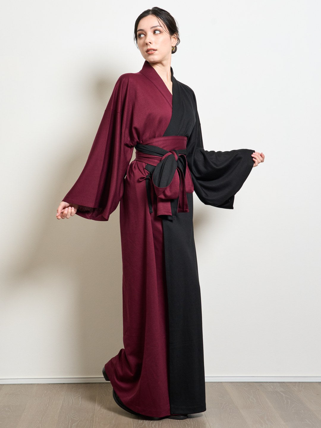【(10/1~start)受注販売】YUKATA Premium Bicolor (Burgundy × Black) Women