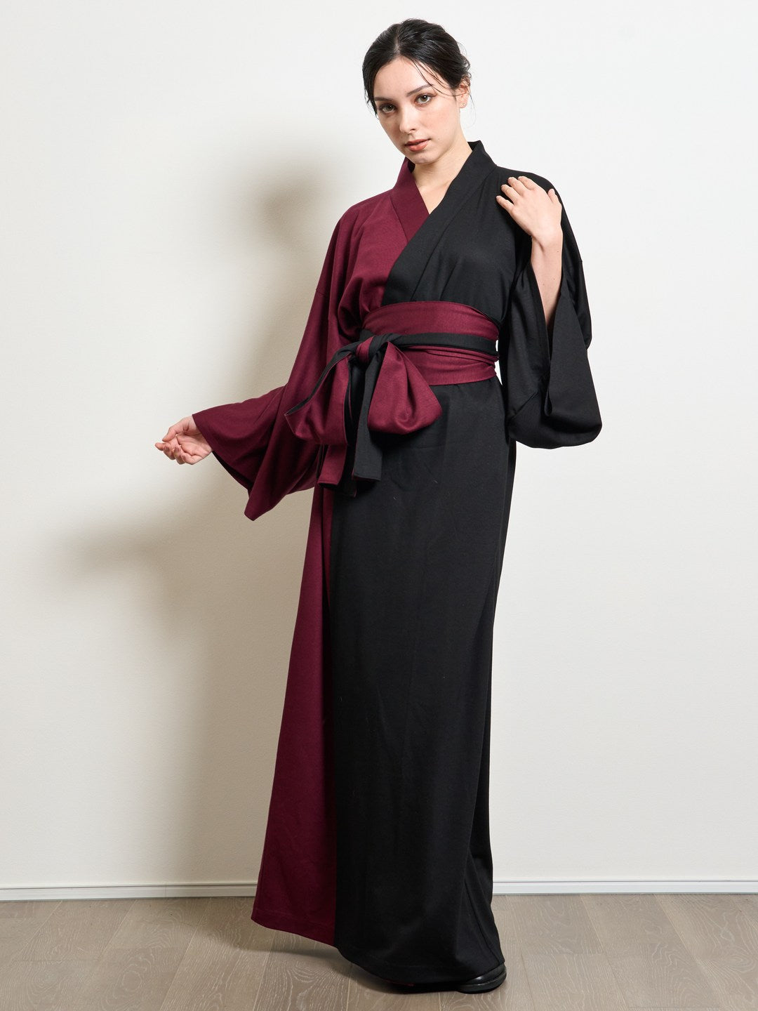【(10/1~start)受注販売】YUKATA Premium Bicolor (Burgundy × Black) Women