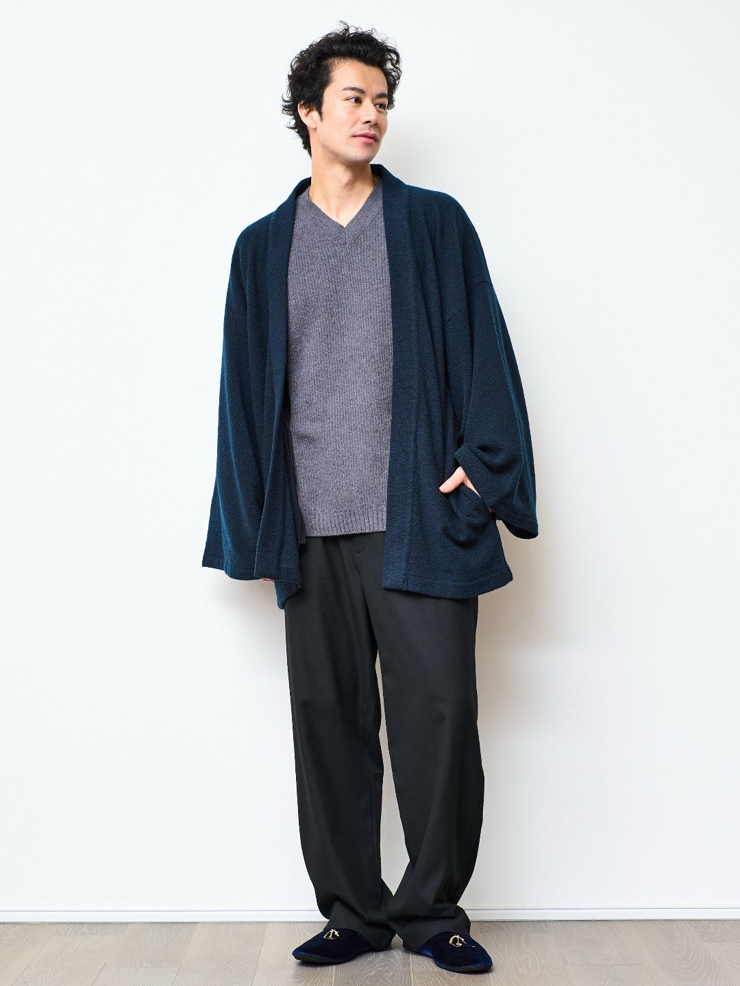 【11月中旬以降発送】HAORI カーディガン Wool (Deep Blue)