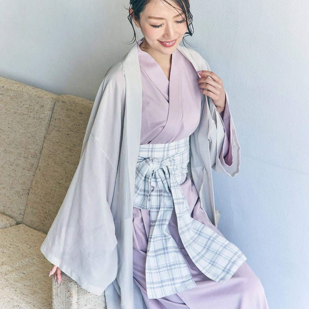 残：１【７枚限定：復刻】外帯（麻） - ホワイト - Obi Belt for Outing(Linen) - White - Nanafu｜YUKATA Roomwear