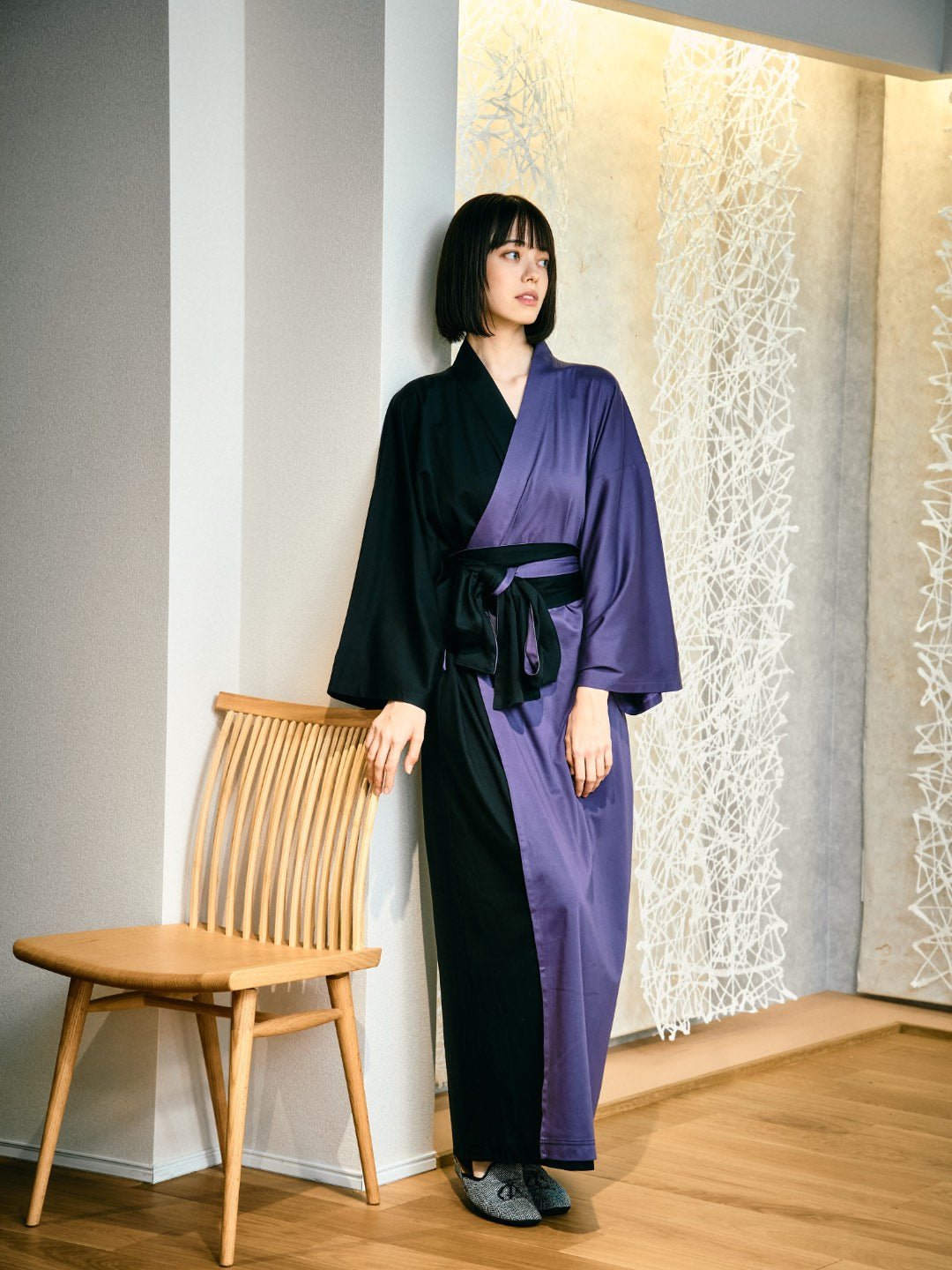 【11月中旬以降発送】YUKATA  Bicolor (Black × 紫) Women