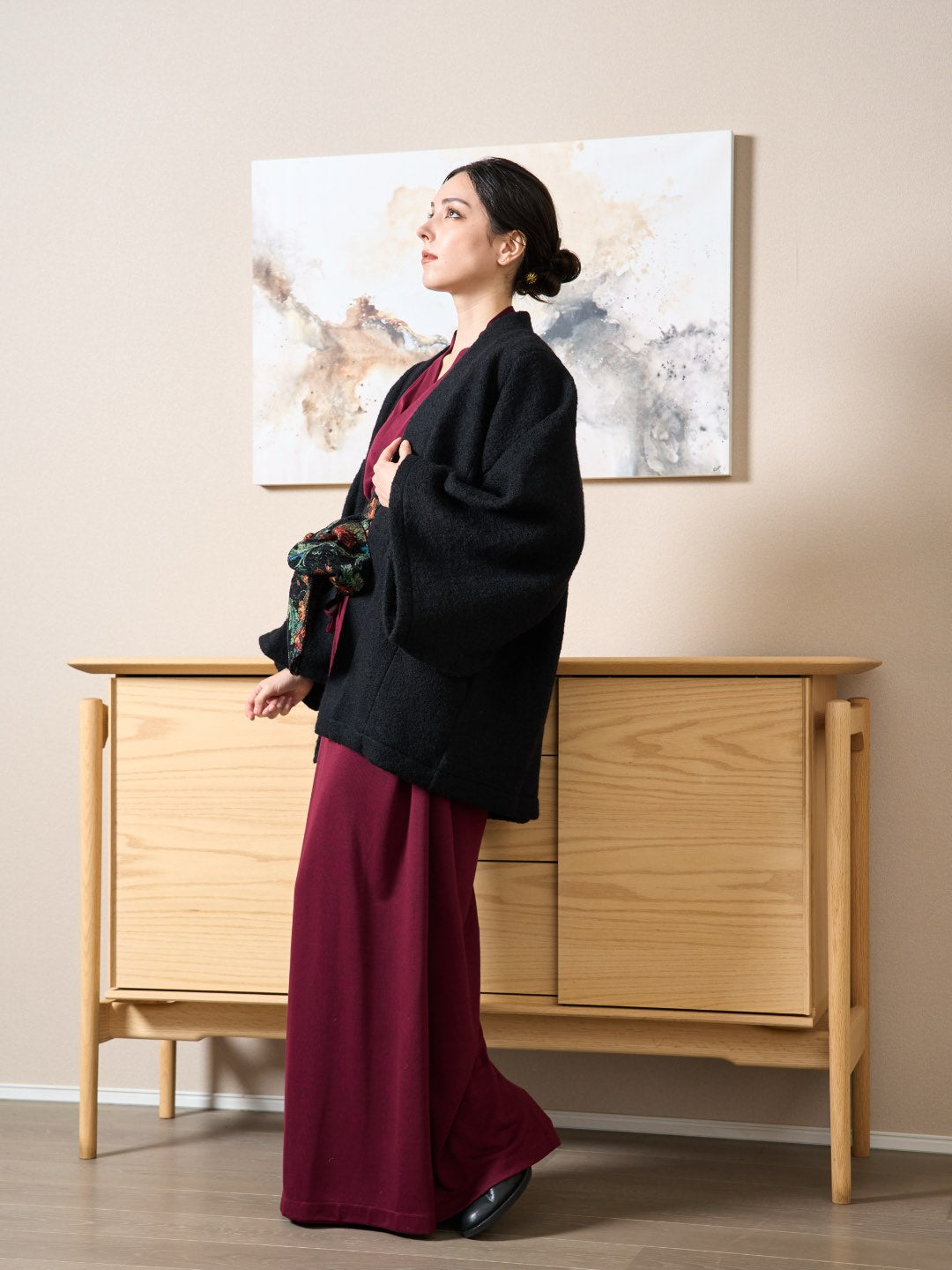 
                  
                    Yukata Roomwear Premium-Burgundy-
                  
                