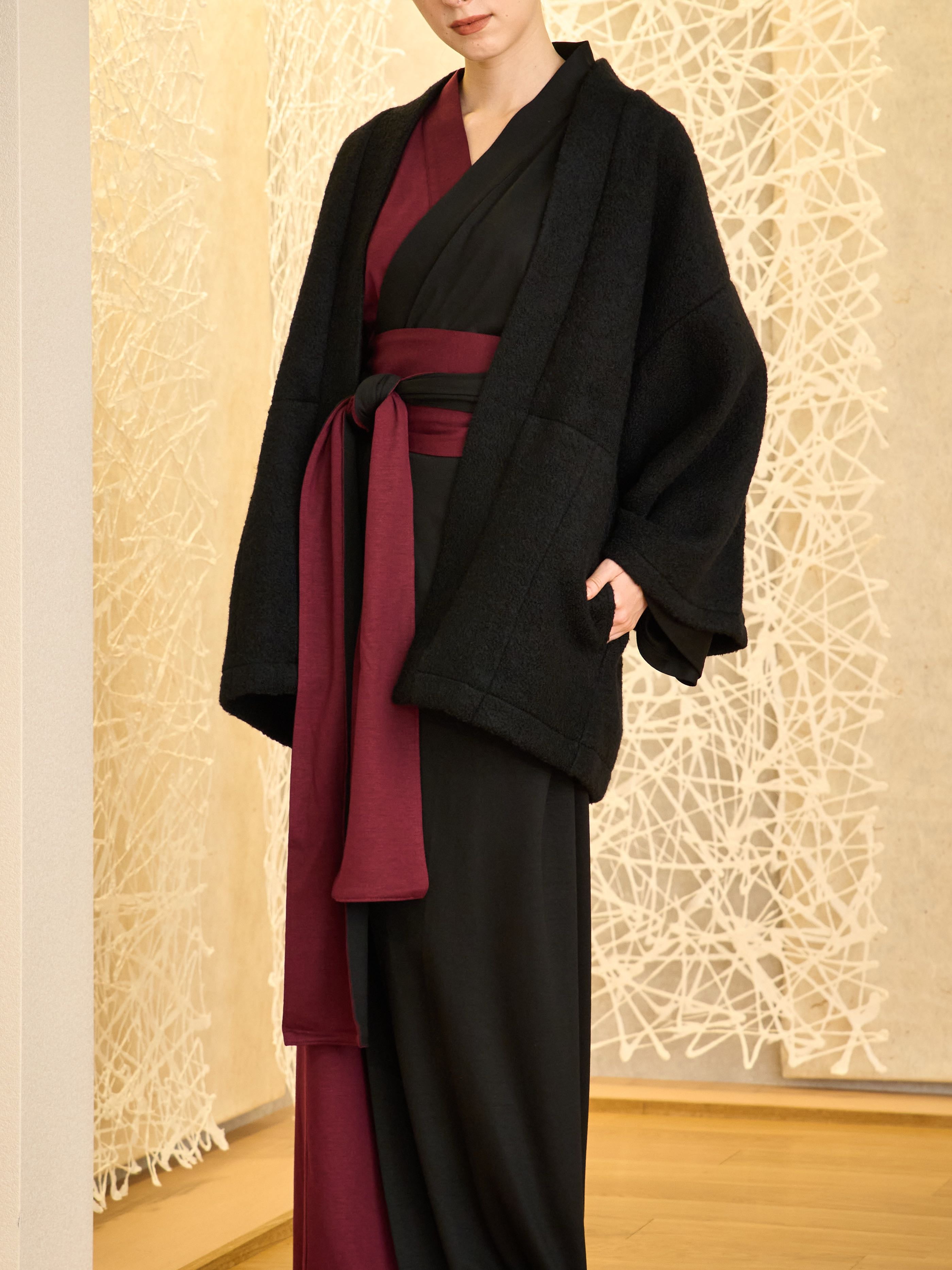 【(10/1~start)受注販売】YUKATA Premium Bicolor (Burgundy × Black) Women