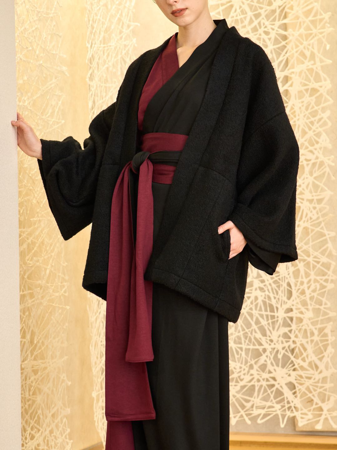 【(10/1~start)受注販売】YUKATA Premium Bicolor (Burgundy × Black) Women
