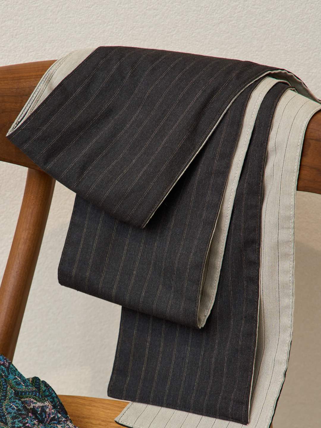 (10/1~start)OBI Reversible Stripe (Charcoal × Greige) -リバーシブルストライプ（チャコール×グレージュ）-