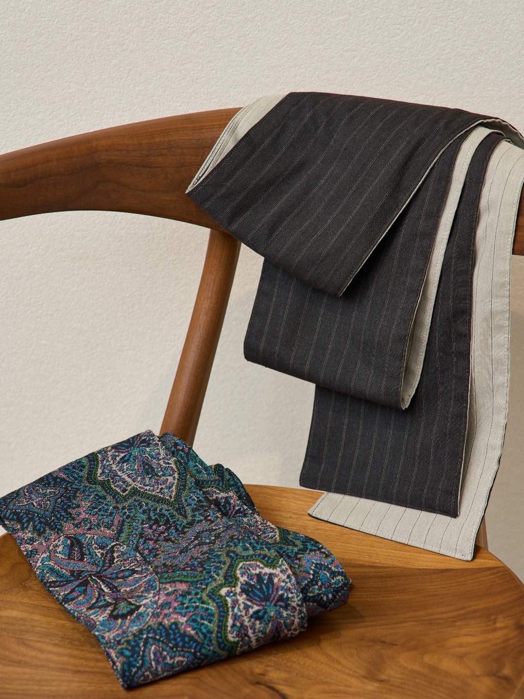 (10/1~start)OBI Reversible Stripe (Charcoal × Greige) -リバーシブルストライプ（チャコール×グレージュ）-