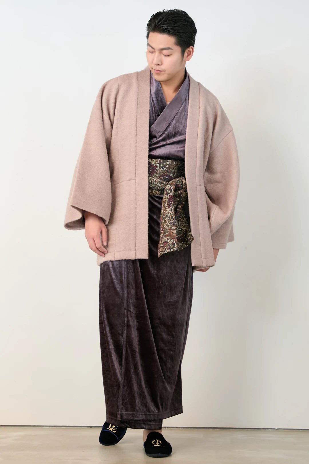 羽織ガウン(尾州ウール) - ブラウン - Haori Gown(Wool) - Brown - Nanafu｜YUKATA Roomwear