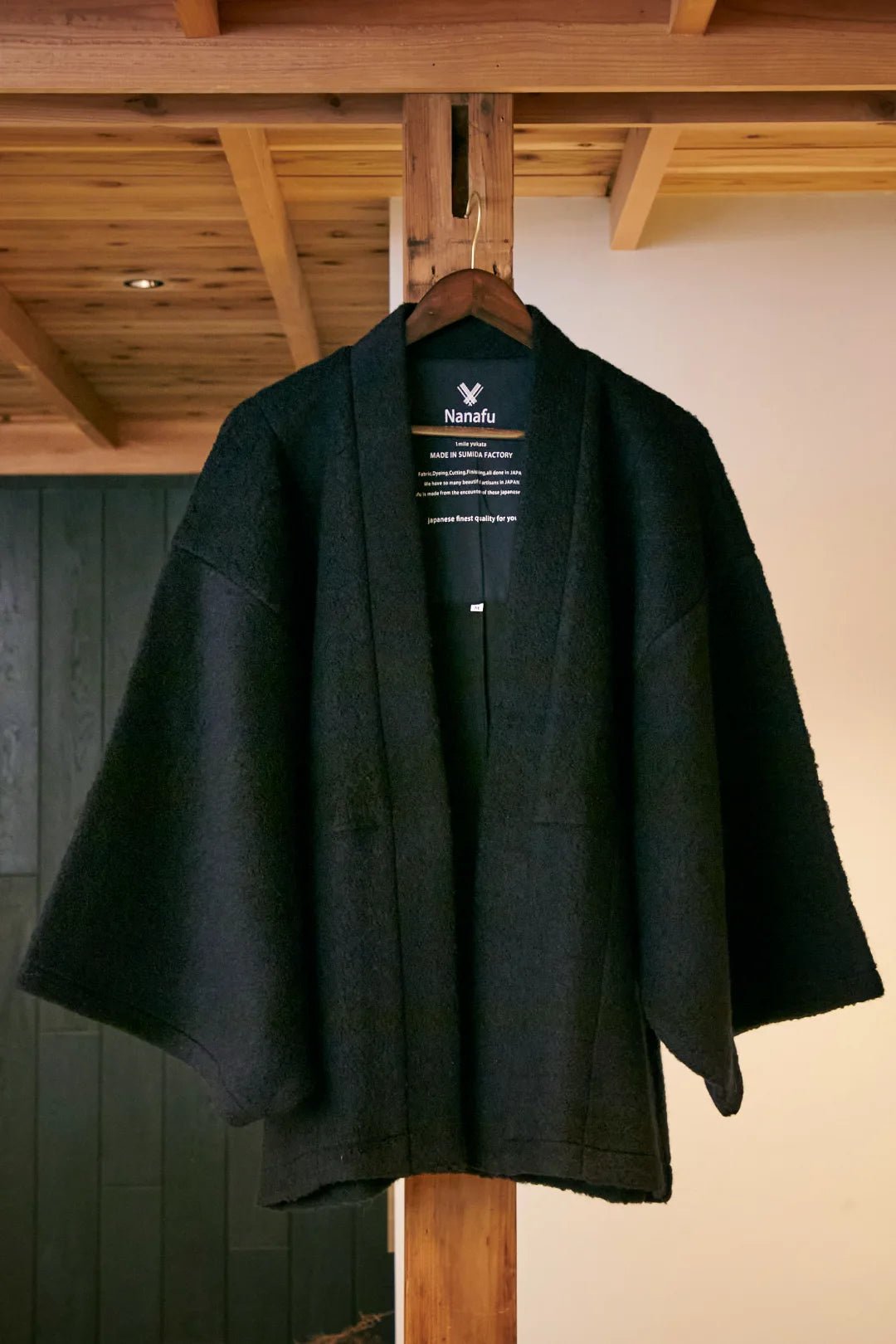 羽織ガウン（尾州ウール） - ネイビ - Haori Gown(Wool) - Navy - Nanafu｜YUKATA Roomwear