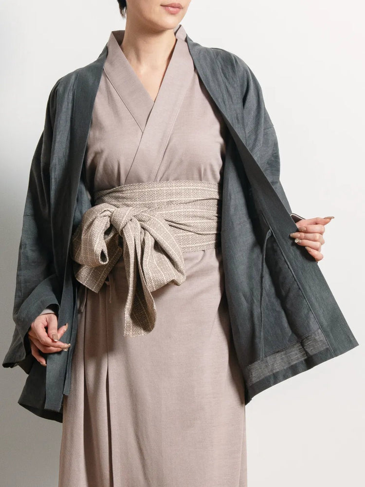 極美品 ポプリ企画 リネン100% ロングガウン 墨黒 日本製 麻 ゆったり HAORI Linen (Charcoal / 墨黒) – Nanafu｜YUKATA