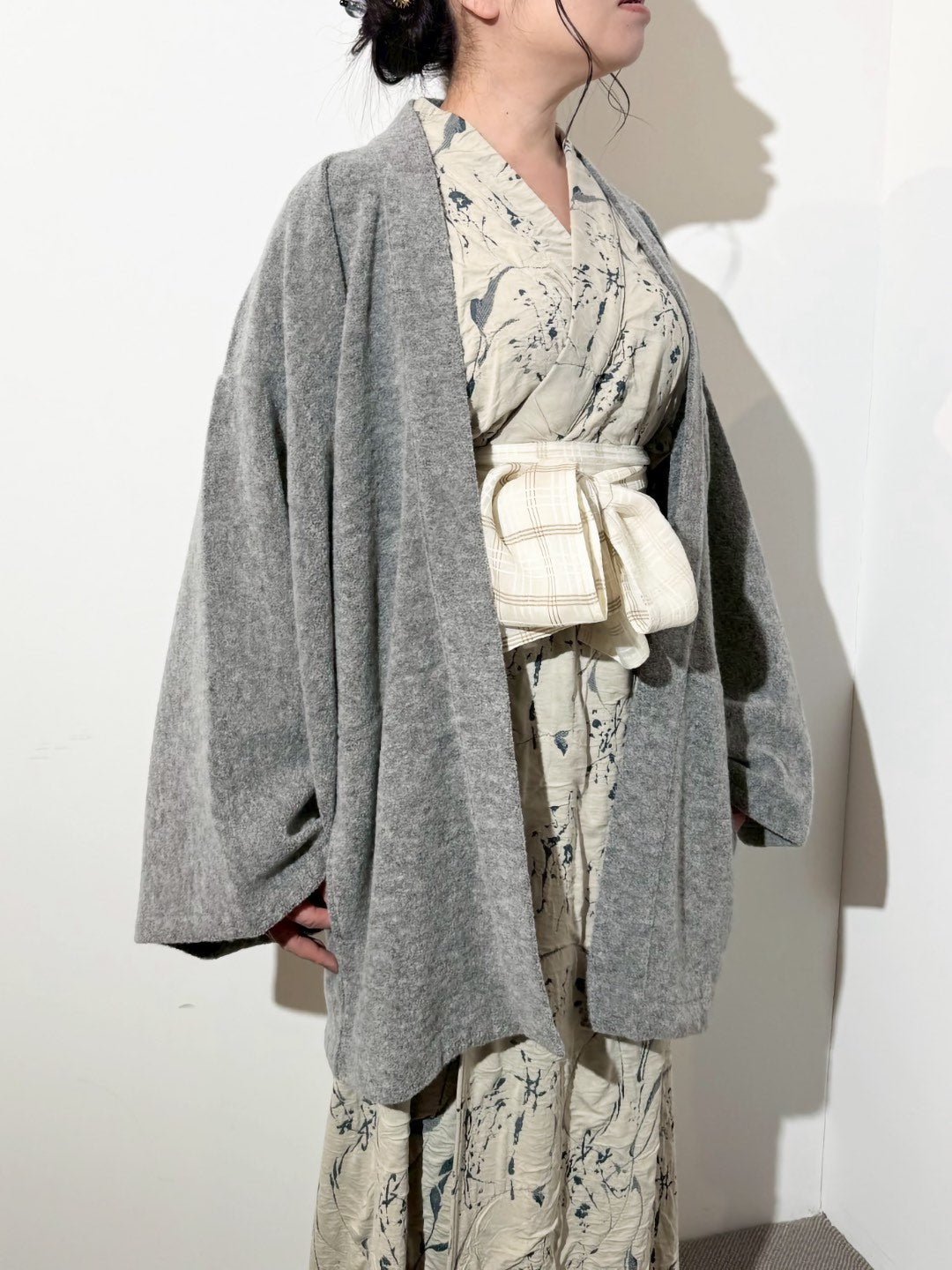 HAORI カーディガン Wool (Grey) KASHIWAコラボカラー - Nanafu｜YUKATA