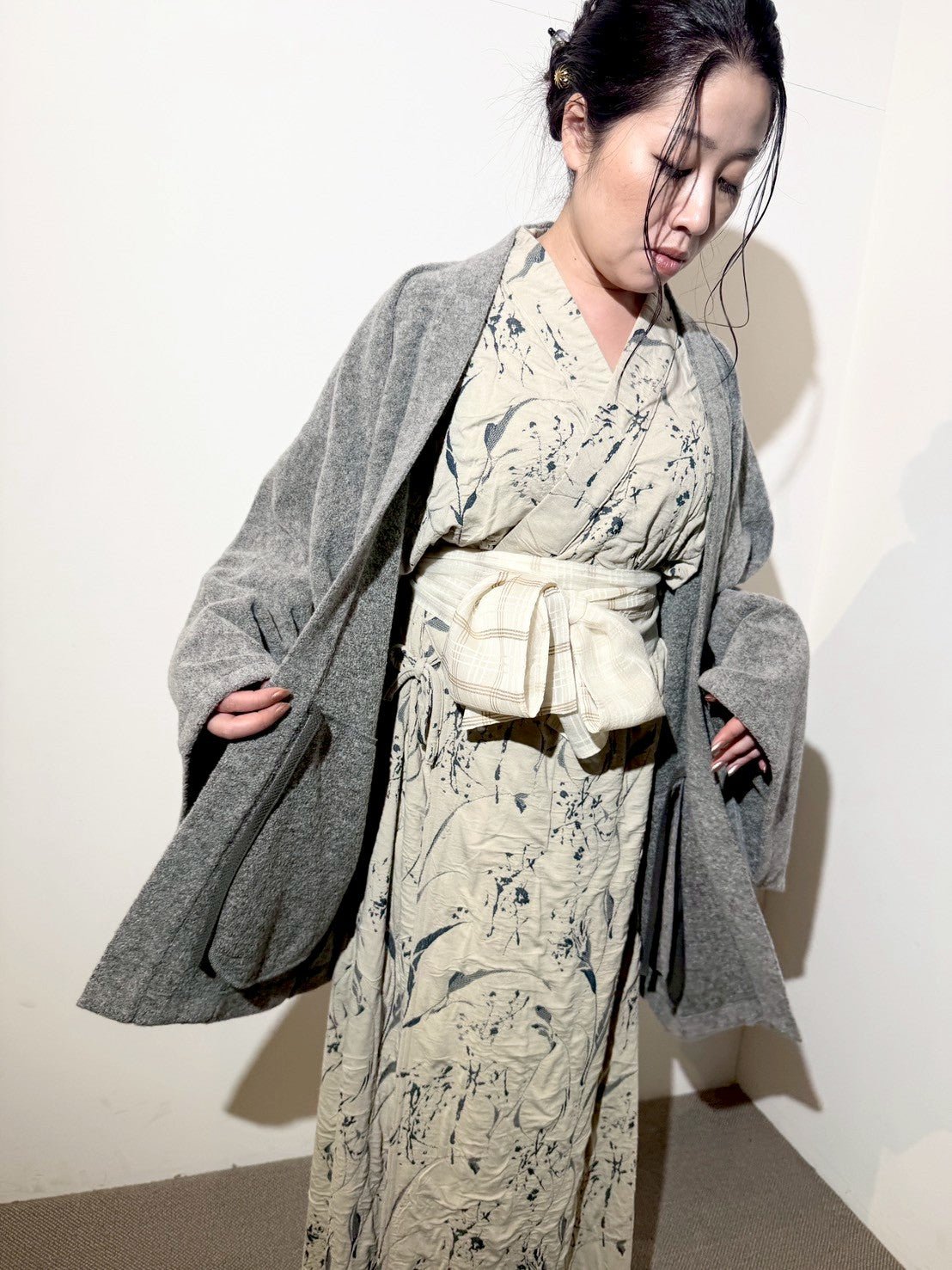 HAORI カーディガン Wool (Grey) KASHIWAコラボカラー - Nanafu｜YUKATA