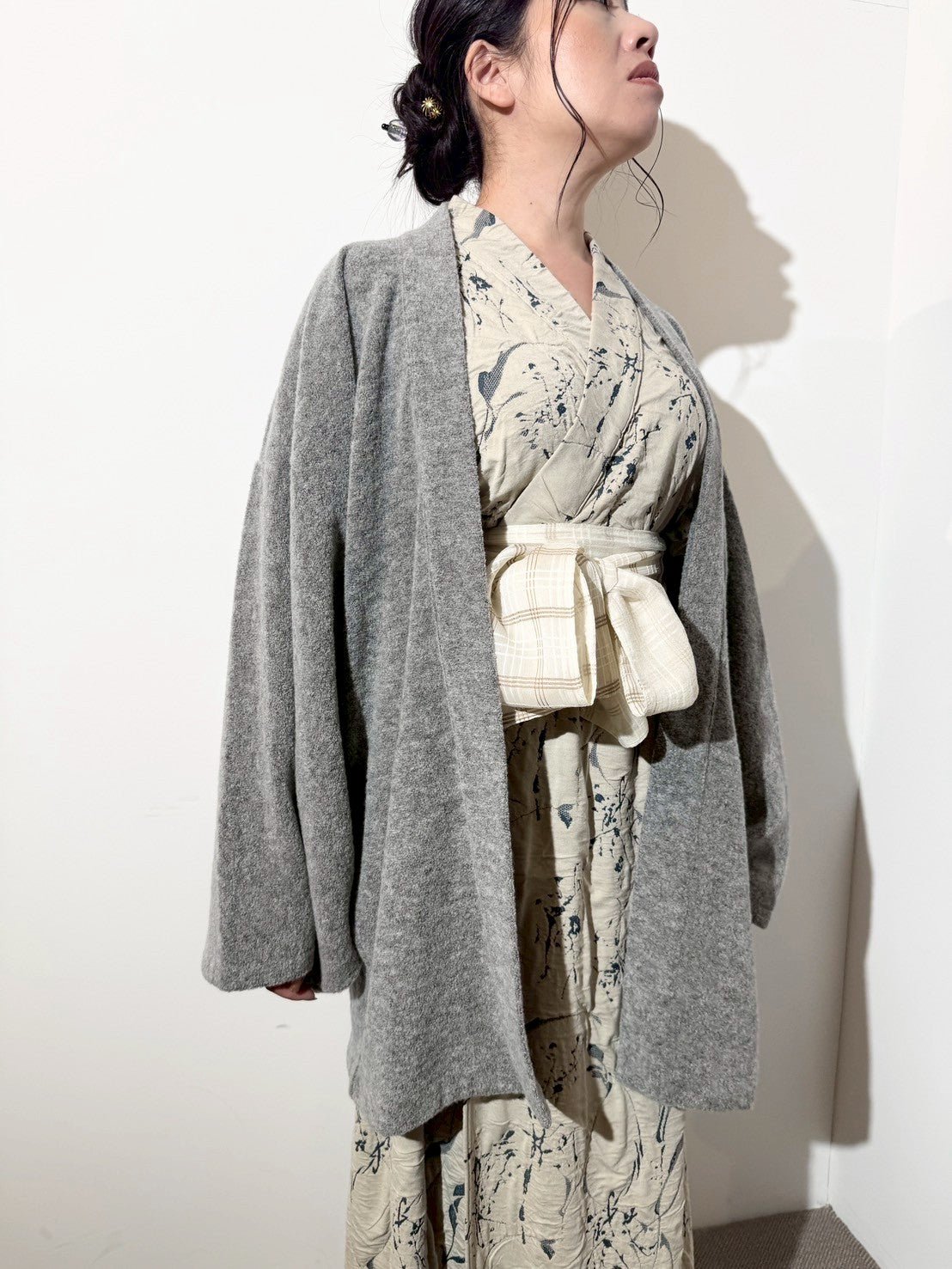 HAORI カーディガン Wool (Grey) KASHIWAコラボカラー - Nanafu｜YUKATA