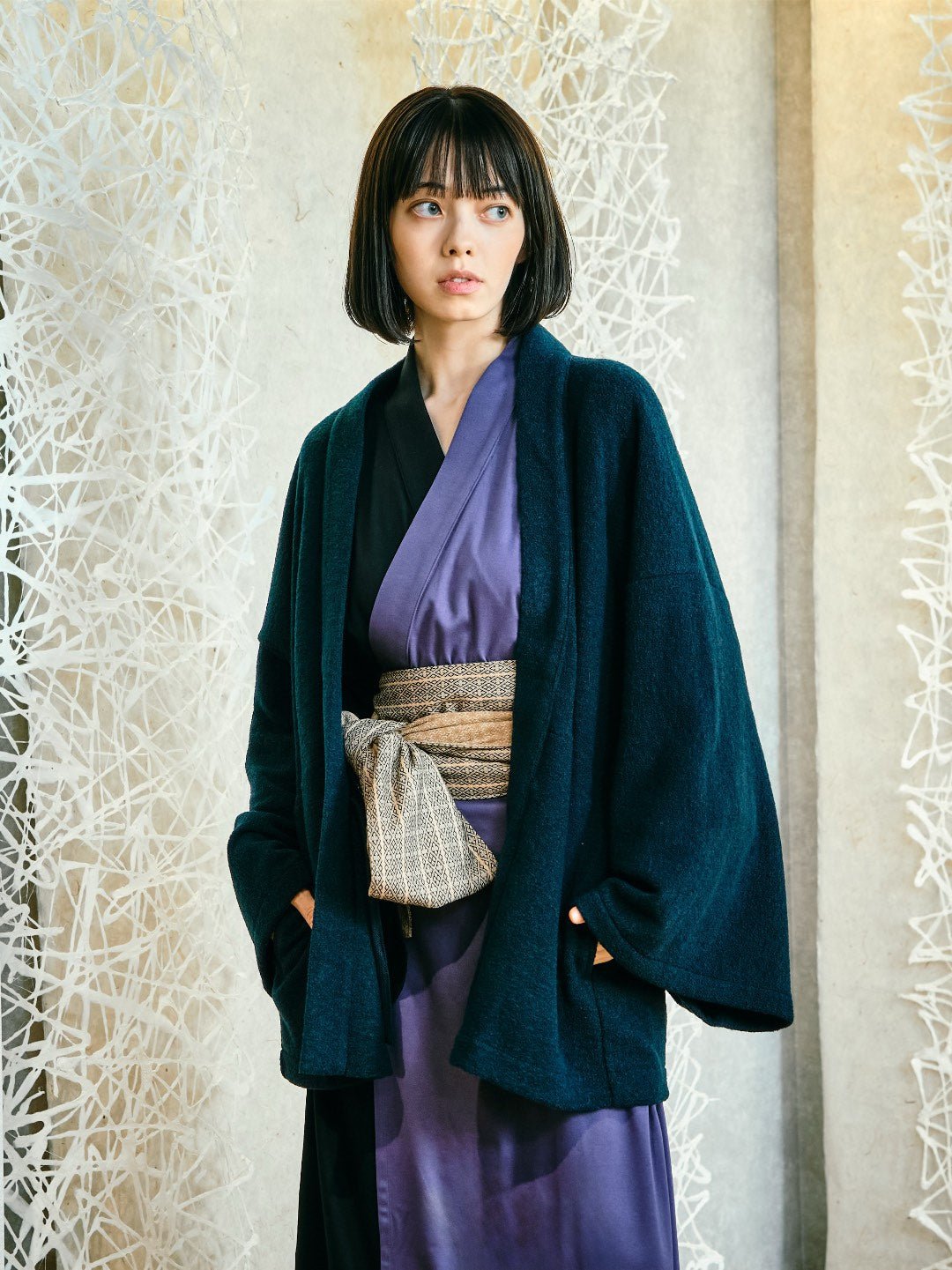 
                  
                    HAORI カーディガン Wool (Grey) KASHIWAコラボカラー - Nanafu｜YUKATA
                  
                
