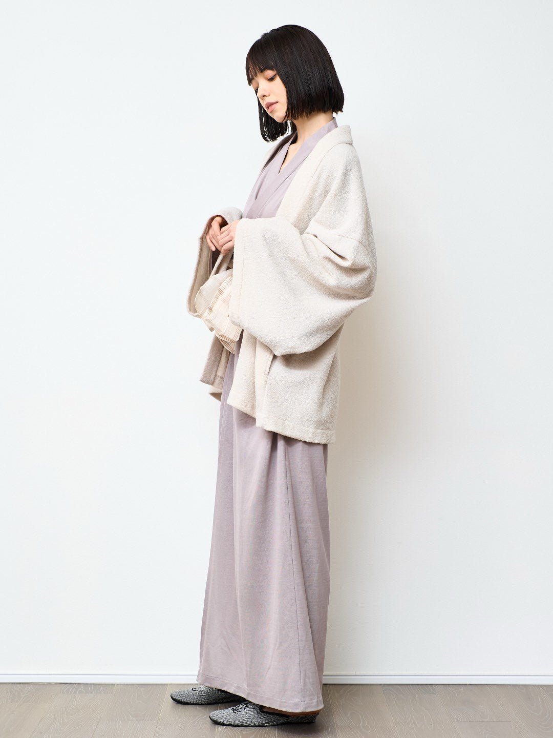 HAORI カーディガン Wool (White) - Nanafu｜YUKATA