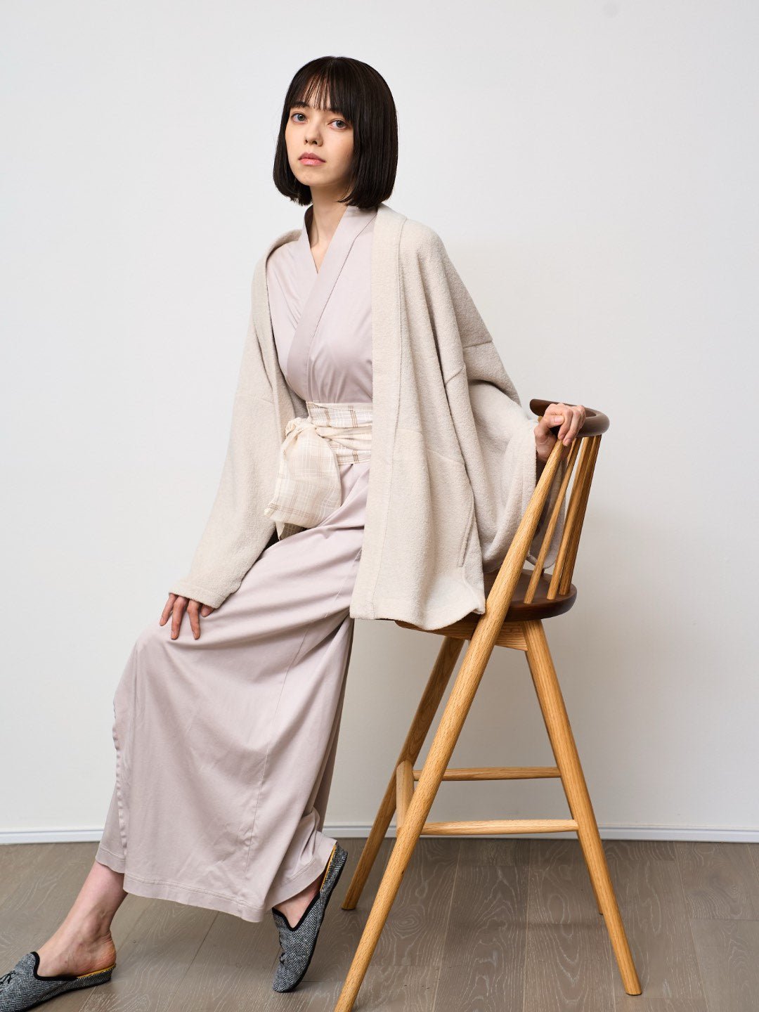 HAORI カーディガン Wool (White) - Nanafu｜YUKATA