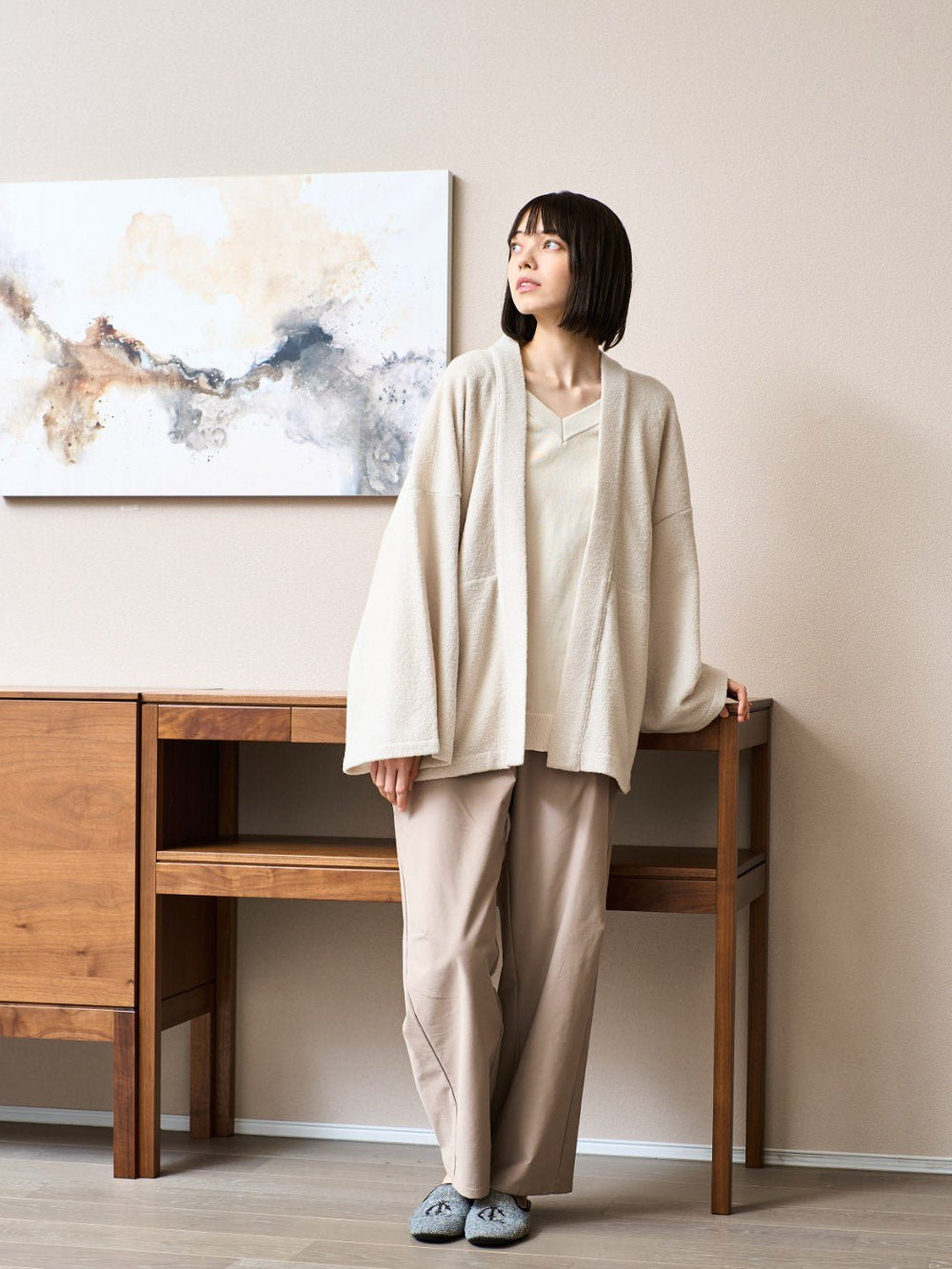 HAORI カーディガン Wool (White) – Nanafu｜YUKATA