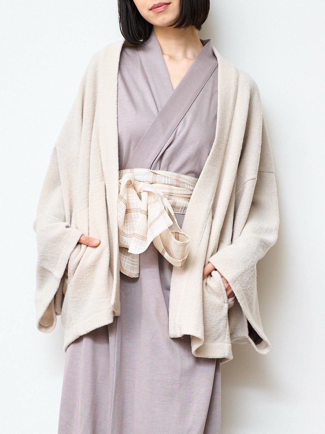 HAORI カーディガン Wool (White) - Nanafu｜YUKATA