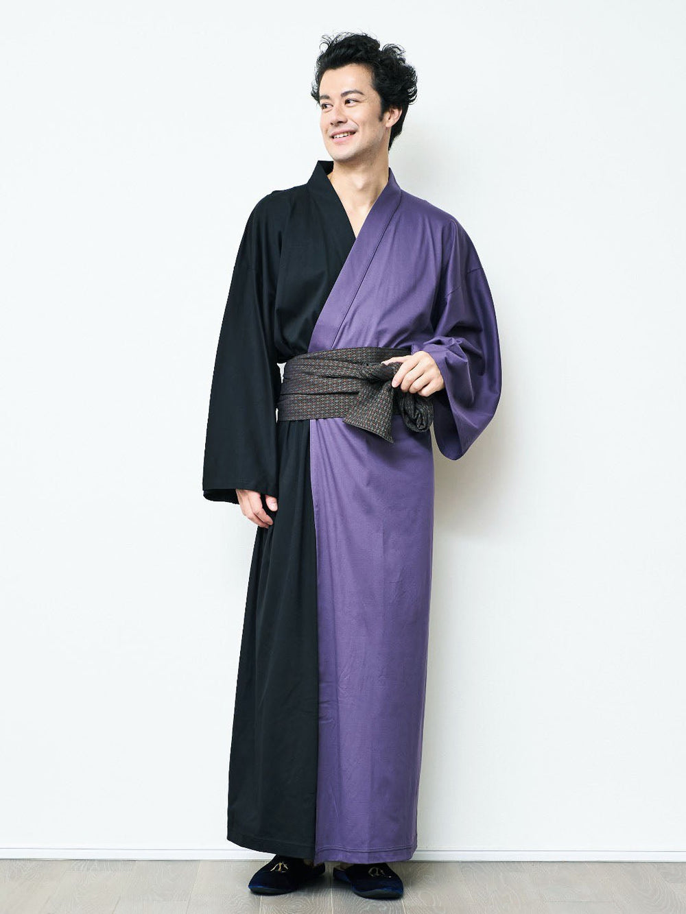 着物 YUKATA Bicolor (Black × 紫)Men – Nanafu｜YUKATA