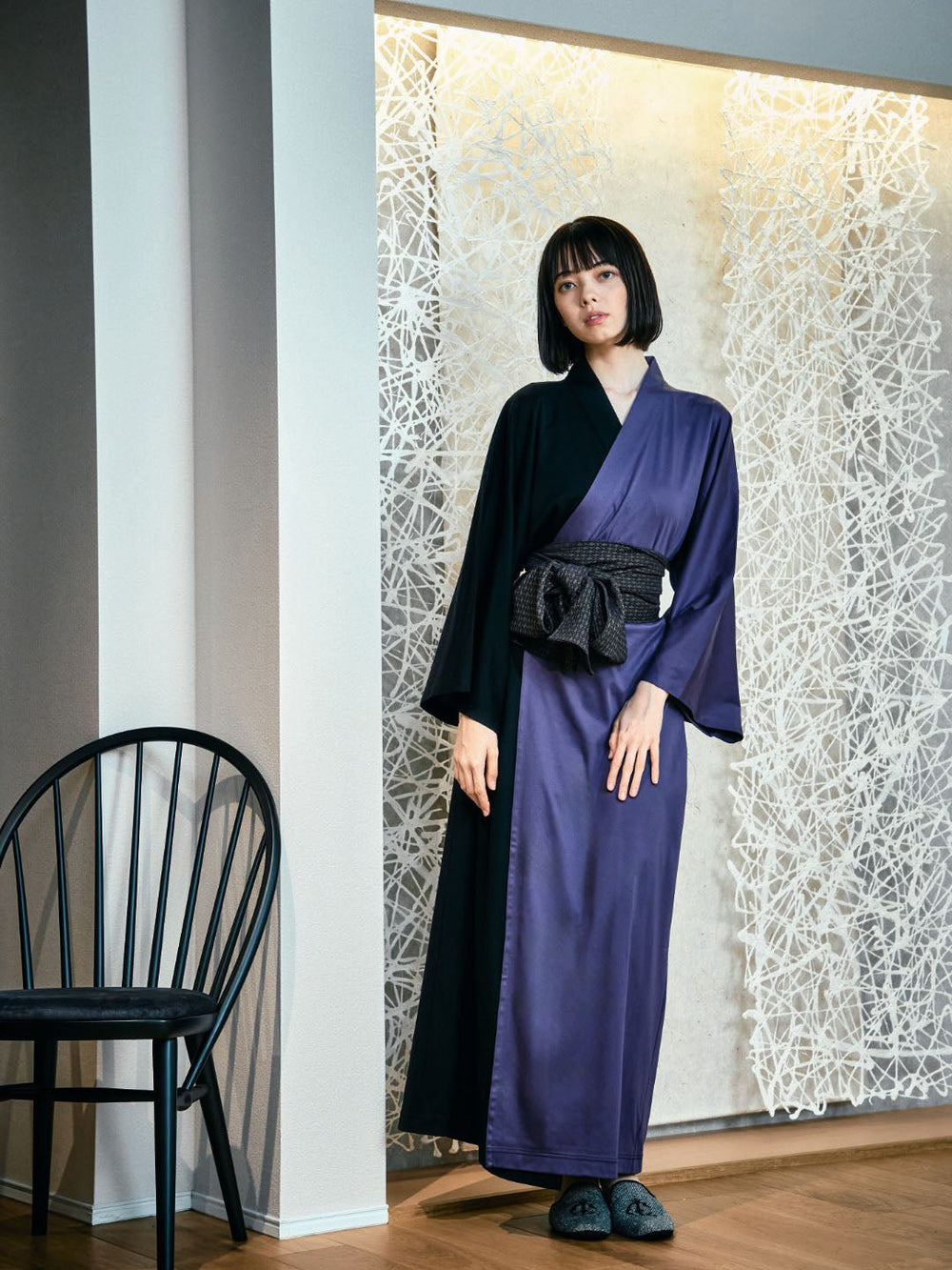 YUKATA Bicolor (Black × 紫) Women – Nanafu｜YUKATA