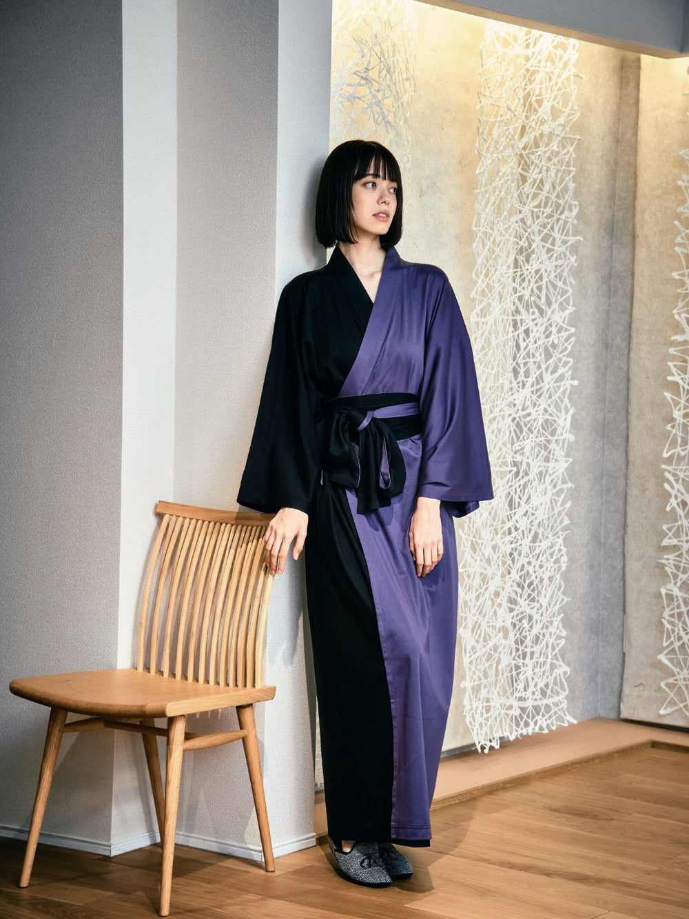 YUKATA Bicolor (Black × 紫) Women – Nanafu｜YUKATA