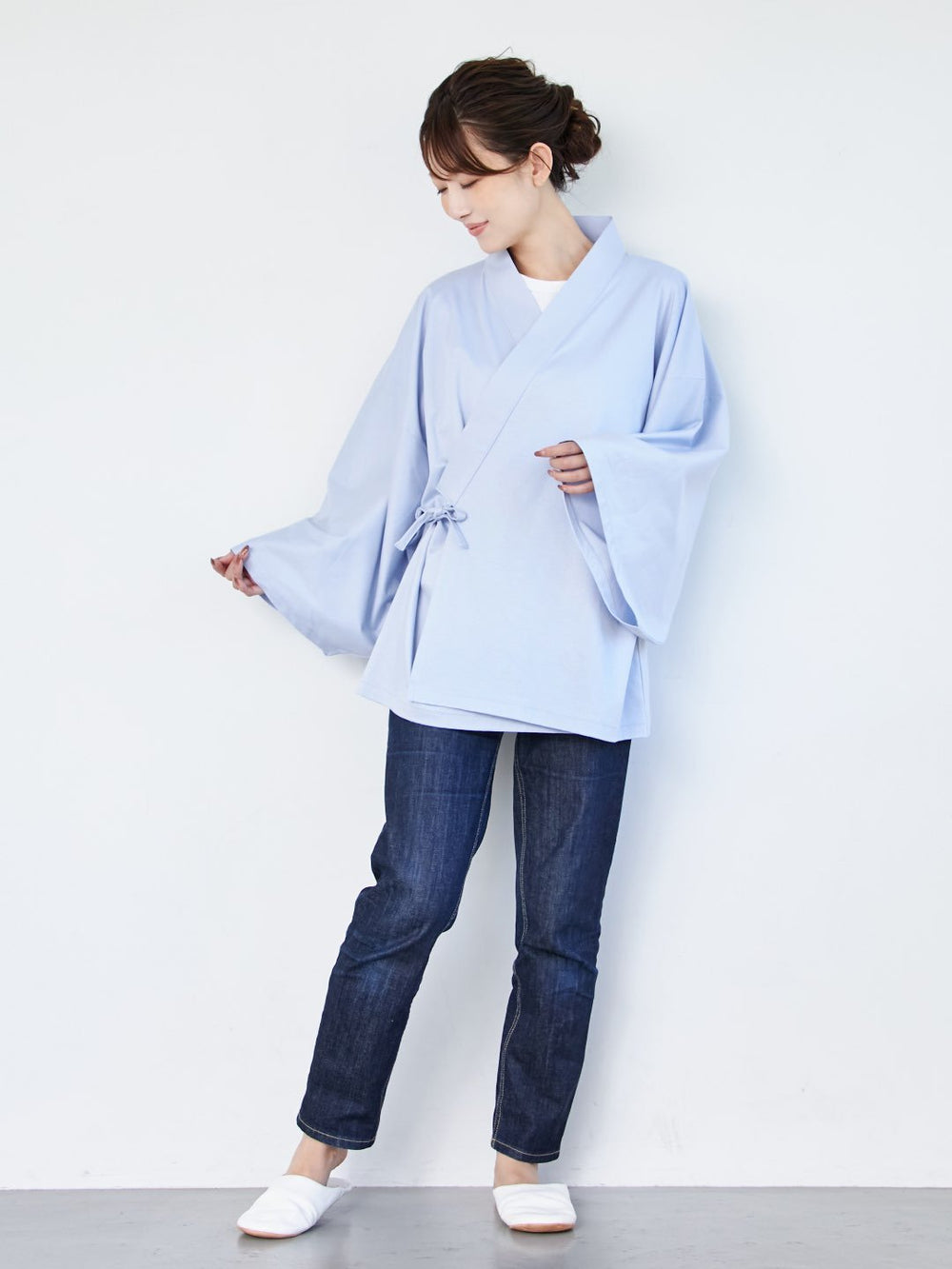 【10月上旬発送予定】【トップス】浴衣ルームウェア・セパレート - サックスブルー・勿忘草（わすれなぐさ） - Nanafu｜YUKATA Roomwear