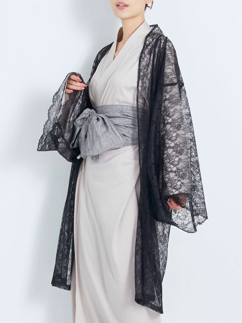 羽織ガウン・レース - ブラック - Haori Gown Race-Black- – Nanafu