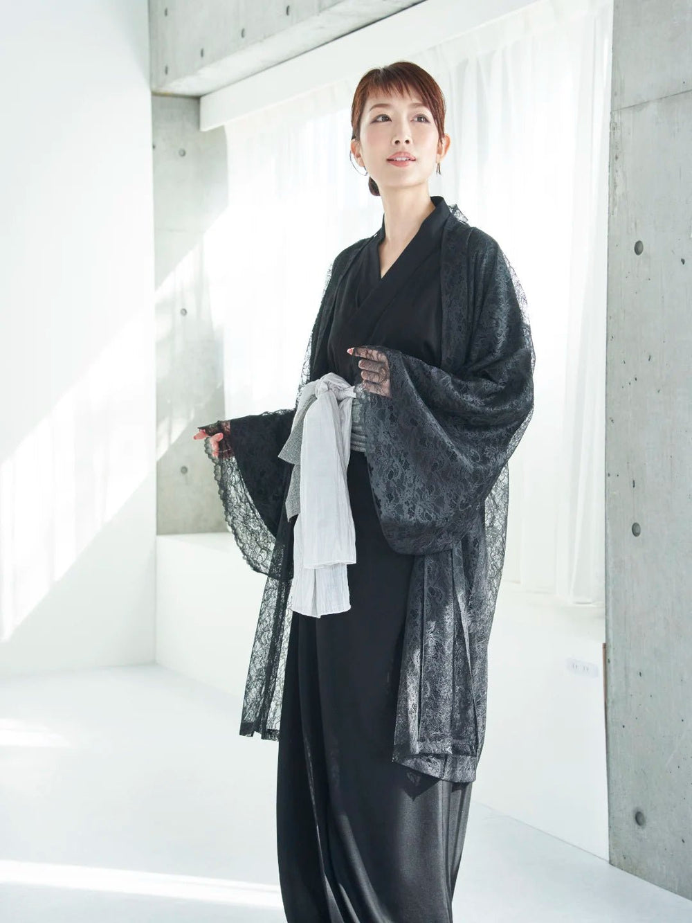 羽織ガウン・レース - ブラック - Haori Gown Race-Black- – Nanafu