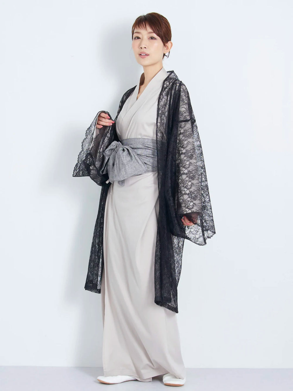 羽織ガウン・レース - ブラック - Haori Gown Race-Black- – Nanafu