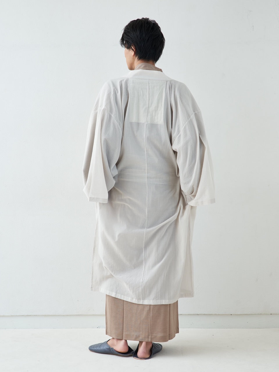 羽織ガウン・ロング(綿)-ホワイト- Haori Gown Long(Cotton)-White