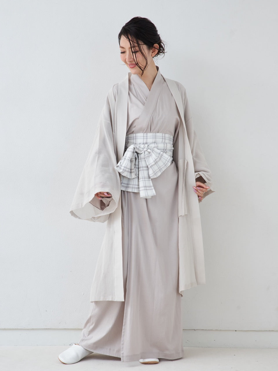 羽織ガウン・ロング(綿)-ホワイト- Haori Gown Long(Cotton)-White 