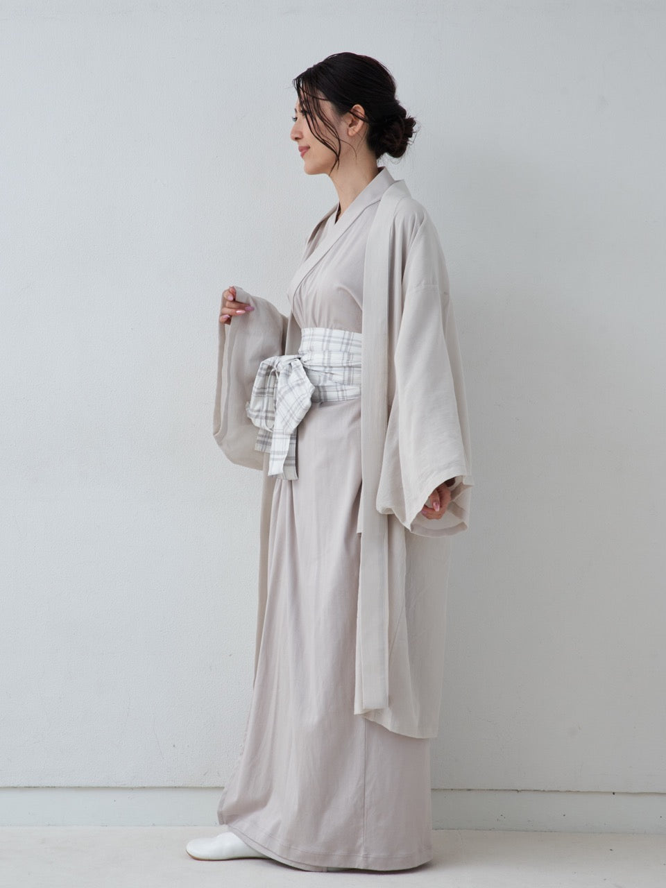 羽織ガウン・ロング(綿)-ホワイト- Haori Gown Long(Cotton)-White