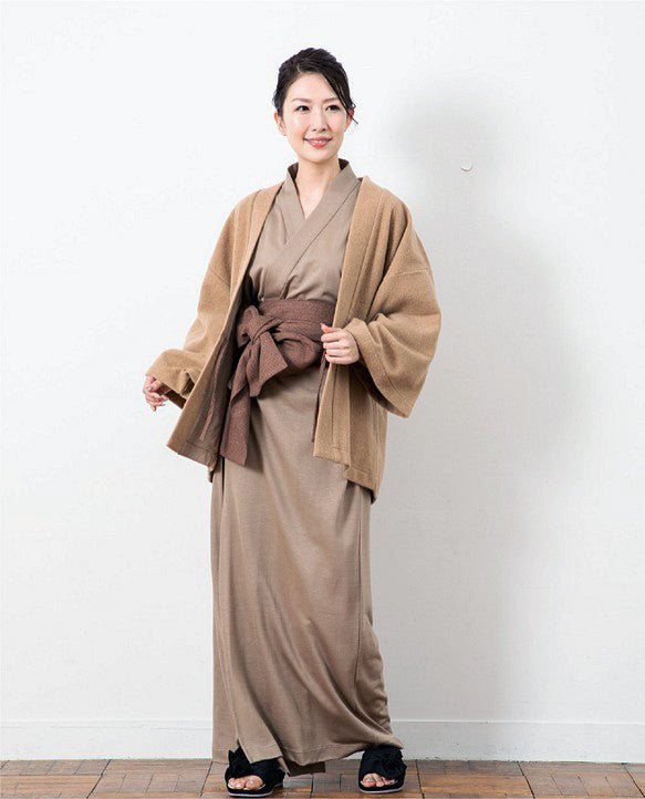羽織ガウン(ウール)-ブラウン- Haori Gown(Wool)-Brown- - Nanafu｜YUKATA Roomwear