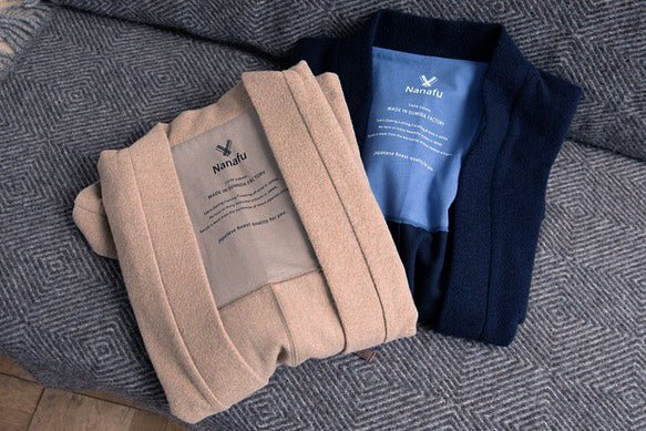 羽織ガウン(ウール)-ブラウン- Haori Gown(Wool)-Brown- - Nanafu｜YUKATA Roomwear